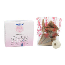 Аромапалочки фреш роза дхуп конусы (12шт) сатья, fresh rose dhoop cones (12pis) satya